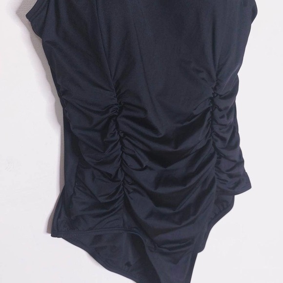 Jantzen One Piece Black Keyhole High Neck Swimsuit 14 - Picture 3 of 9